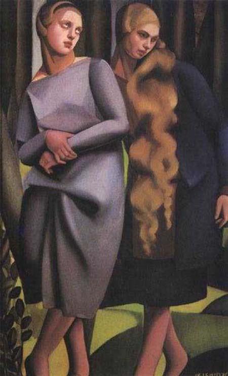 アイリーンとその妹 1925年 現代タマラ・デ・レンピッカ油絵